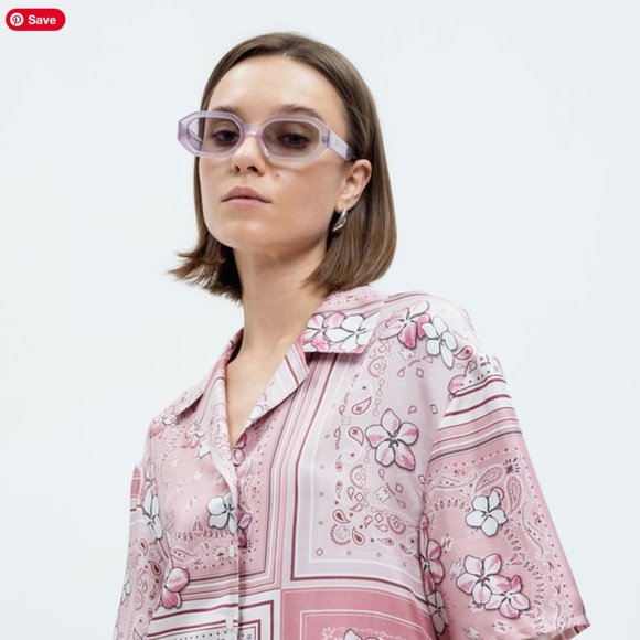 THE ATTICO X Linda Farrow Irene Sunglasses in Pink/PurpleSilver With Case main image 4